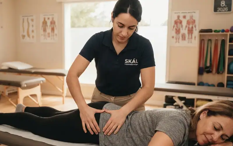 Fisioterapéuta de SKÁL trabajando el dolor ciático a paciente